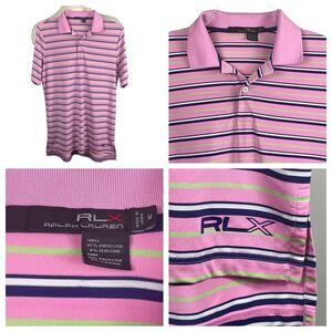 Men's Ralph Lauren RLX Polo Stretch Fabric Multi-Colored Striped Medium‎